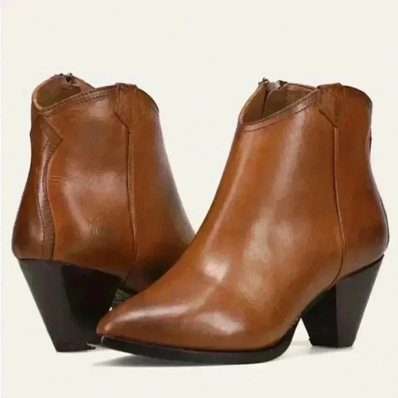 NEW Frye June Western Bootie Shootie Caramel Women’s Size 7B - Picture 1 of 11
